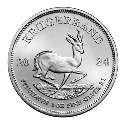 A picture of a 1 oz Silver South African Krugerrand (2024)